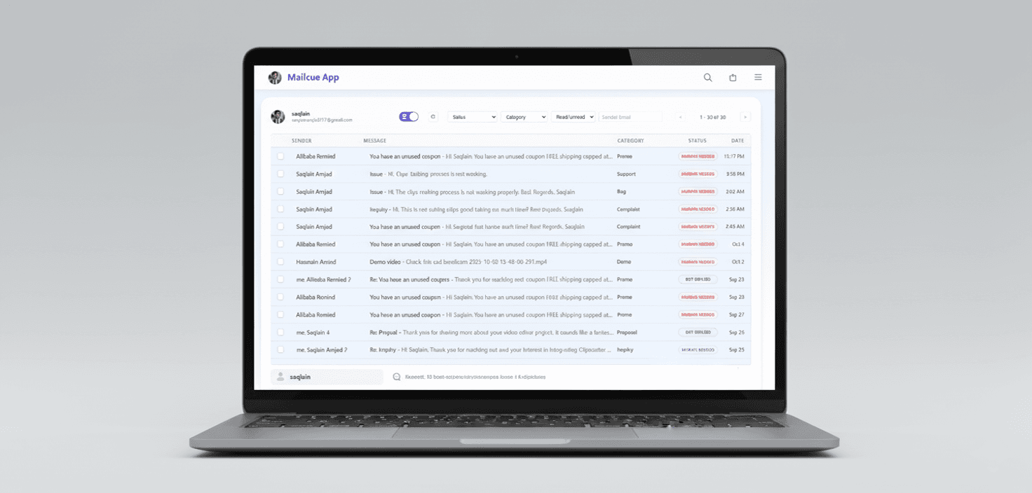MailCue AI Email Automation Dashboard